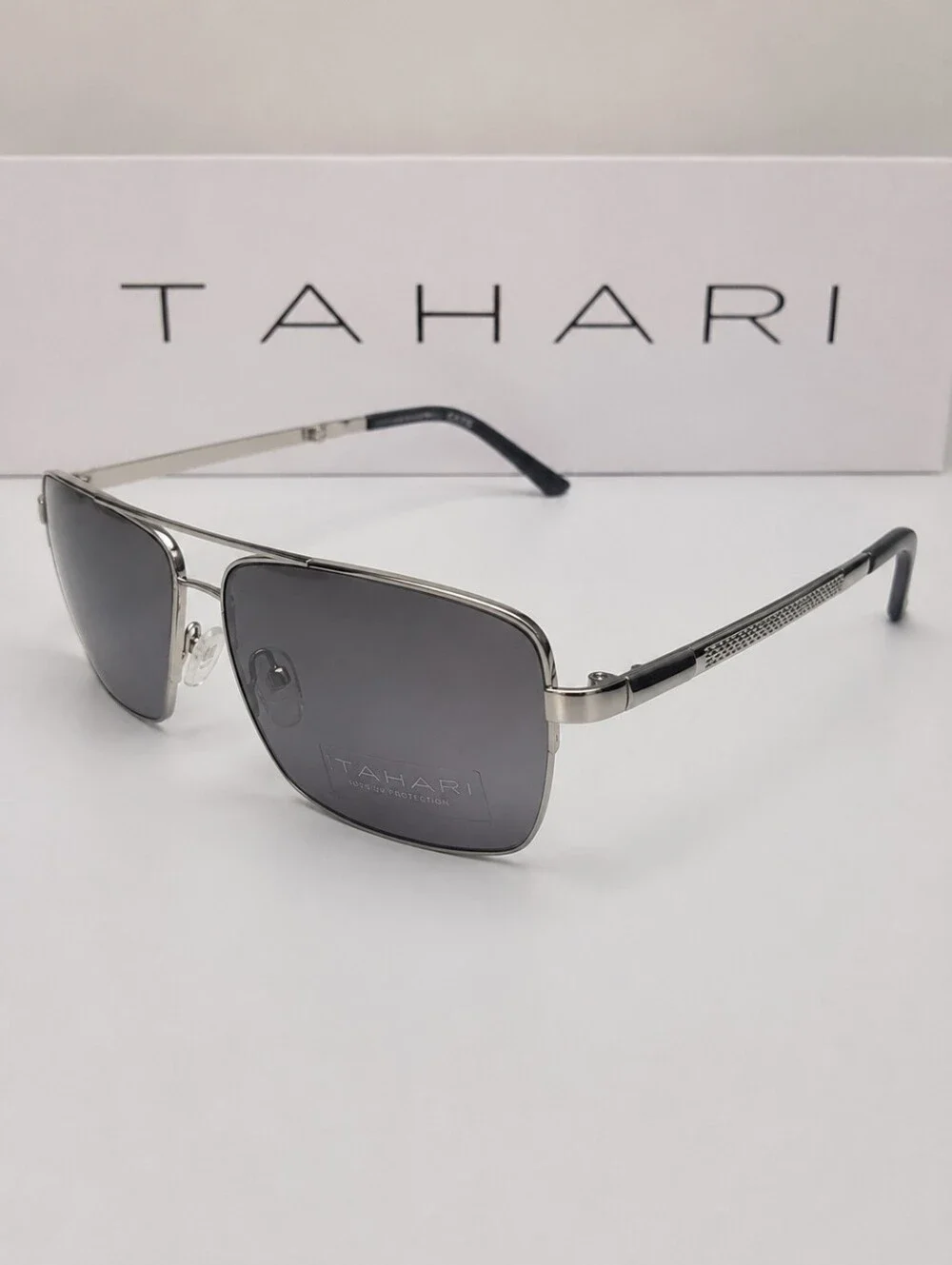 Tahari Silver Frame Sunglasses with Smoke Lenses NWT